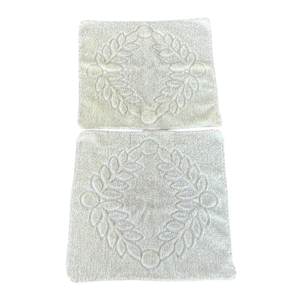 Vintage Cannon Fig Leaf Sculpted 4-Piece Cotton Bath Towel Set Sunny Yellow USA